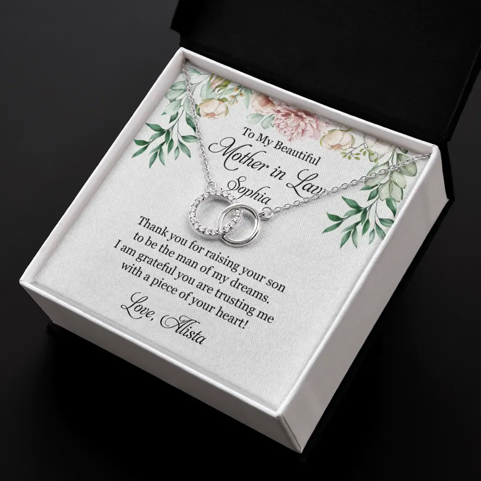 To My Beautiful Mother In Law Thank You Personalized Silver Jewellery