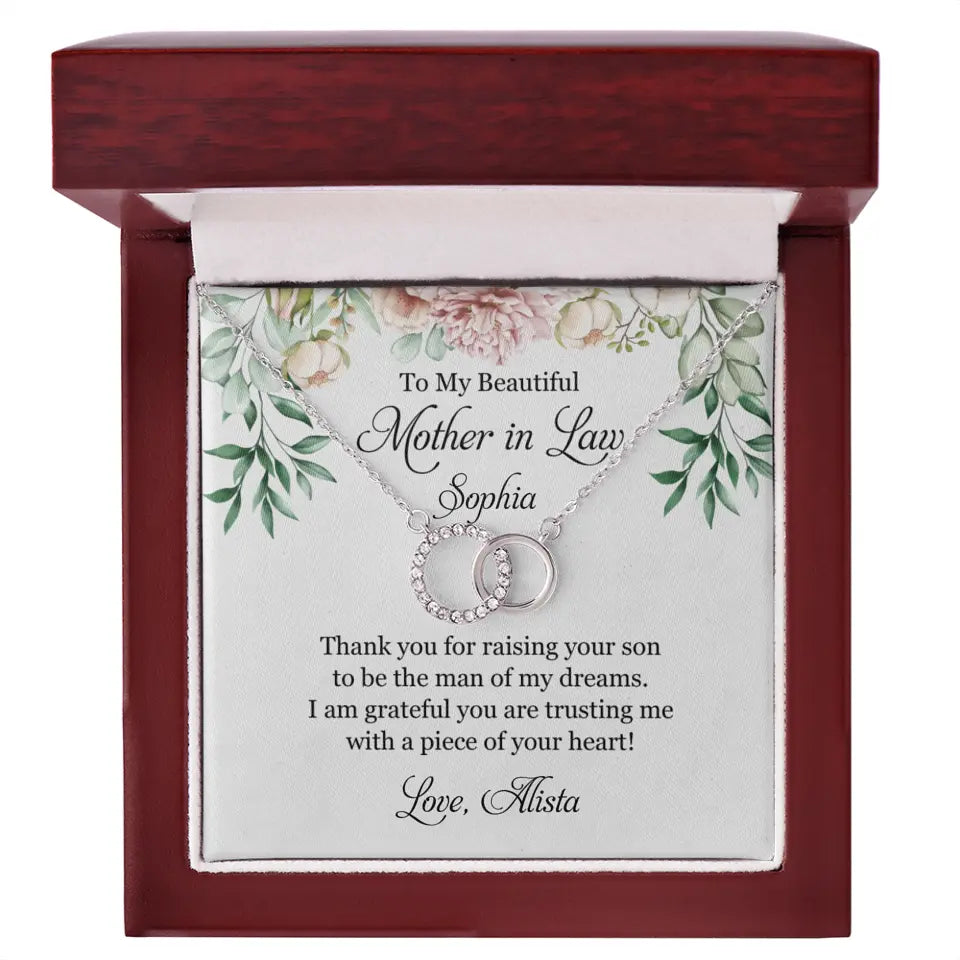 To My Beautiful Mother In Law Thank You Personalized Silver Jewellery