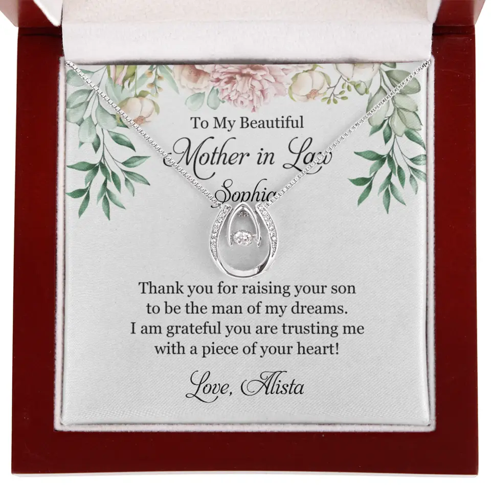 To My Beautiful Mother In Law Thank You Personalized Silver Jewellery