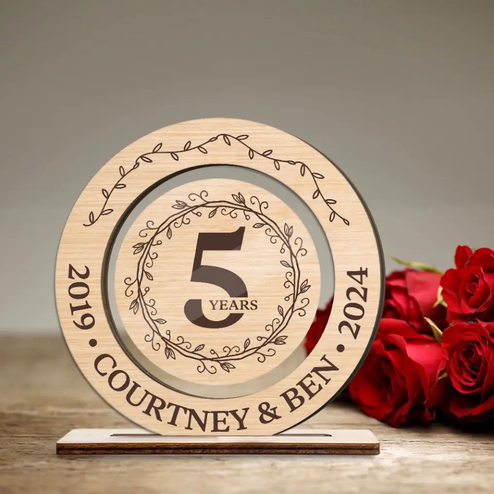 5th Anniversary Acrylic and Wooden Sign Wedding Anniversary Gift for Husband Wife