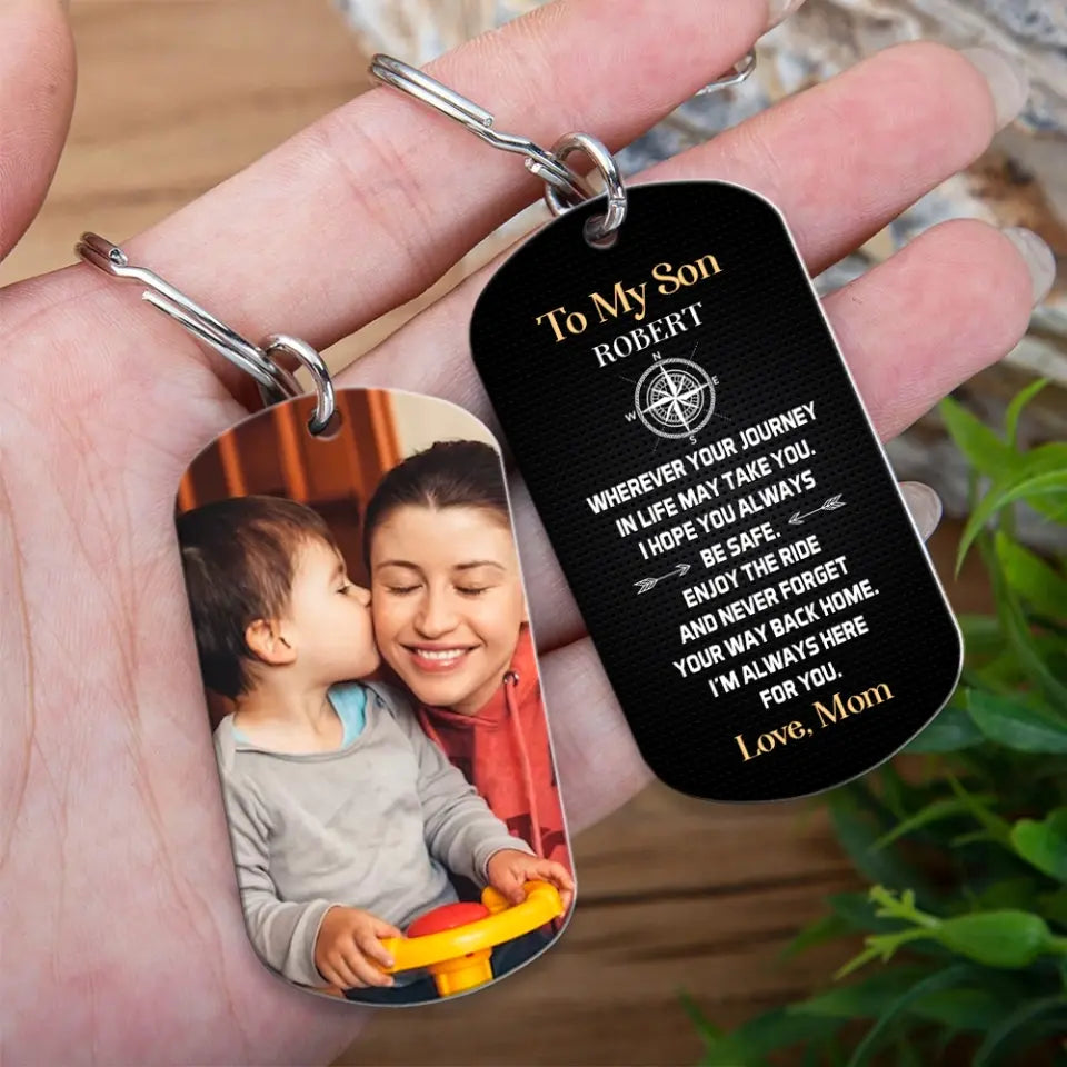 To My Son I'm Always Here For You Personalized Keychain