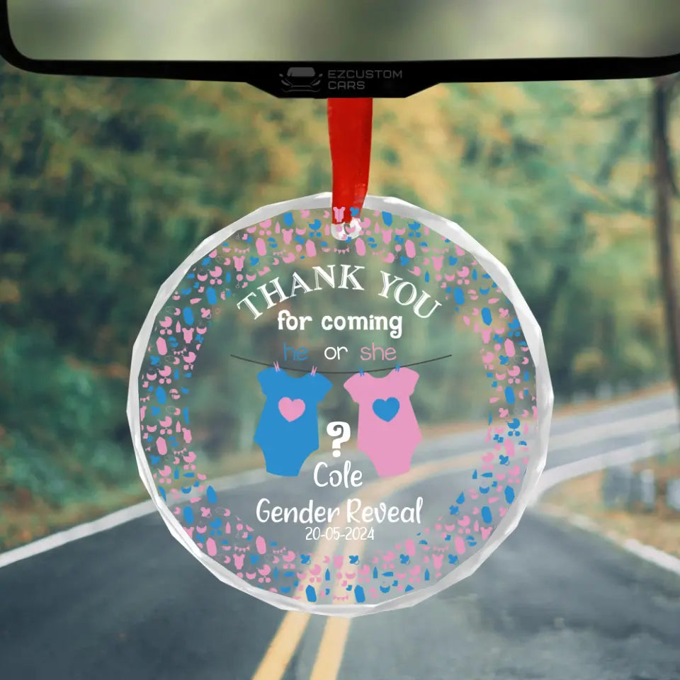 Gender Reveal Party Gifts Boy or Girl Cute Glass Ornament Hanging Decor