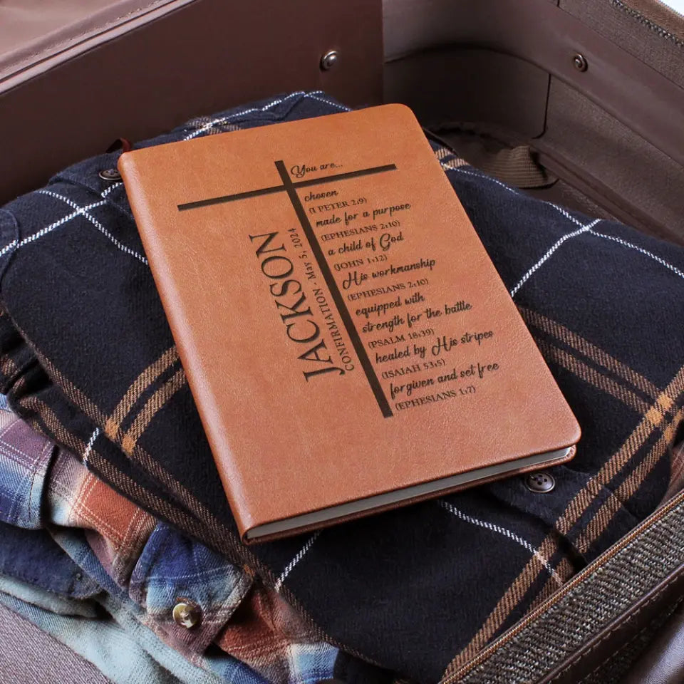 Confirmation Gift for Boys Christian Bible Verse You Are Chosen Child of God Leather Journal