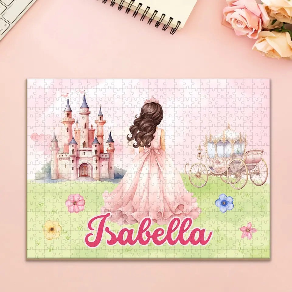 Personalized Princess with Castle Jigsaw Puzzle for Daughter Granddaughter Cute Birthday Gifts