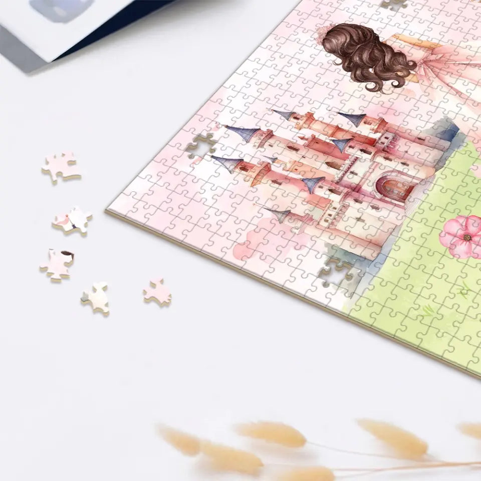 Personalized Princess with Castle Jigsaw Puzzle for Daughter Granddaughter Cute Birthday Gifts
