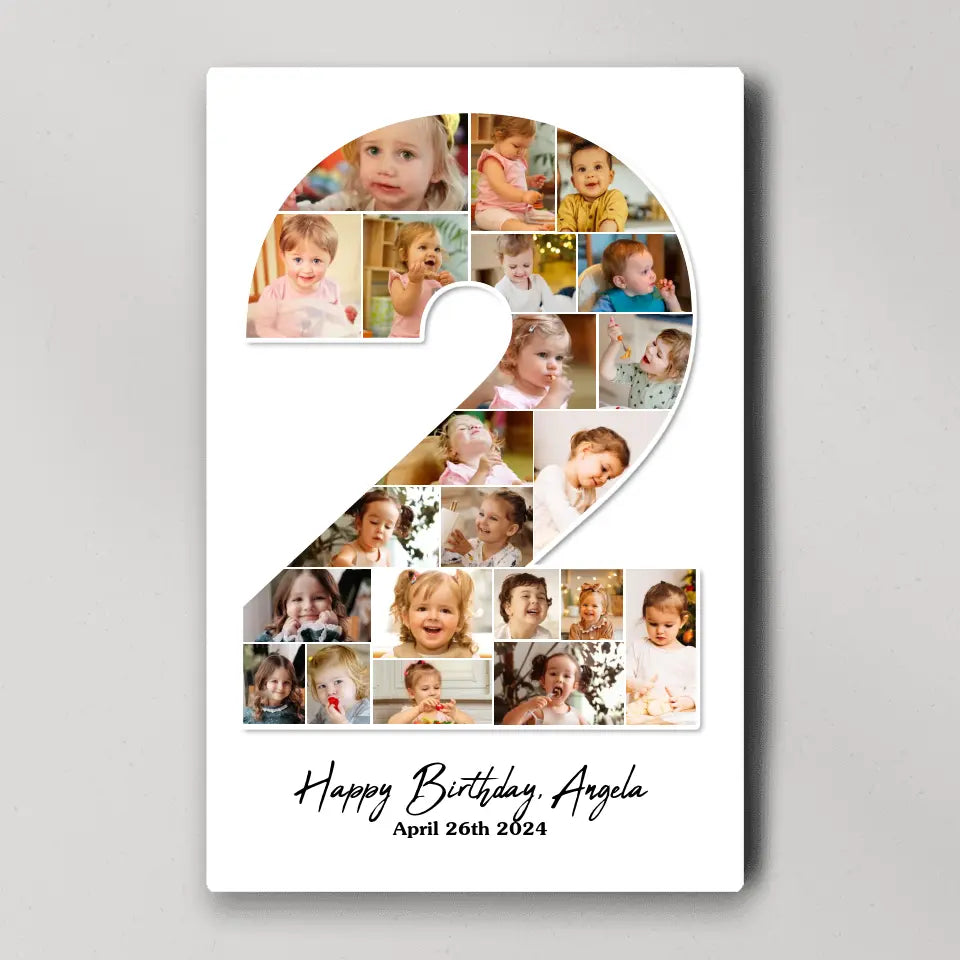 2 Years Old Birthday Gift for Girls Boys Happy Birthday Wall Art Canvas Poster for Daughter Granddaughter Niece