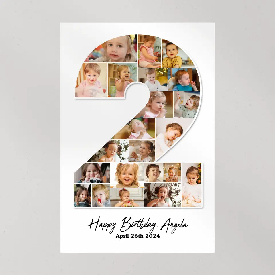 2 Years Old Birthday Gift for Girls Boys Happy Birthday Wall Art Canvas Poster for Daughter Granddaughter Niece