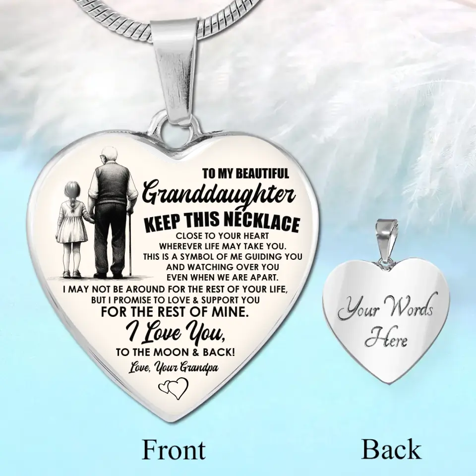To My Beautiful Granddaughter Message from Grandma/Grandpa Meaningful Birthday Gift Heart Necklace