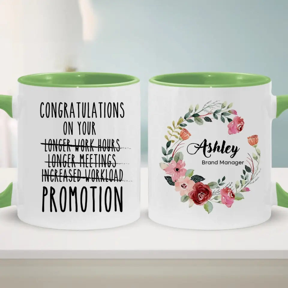 Floral Congratulation on Your Promotion Gift for Coworker Mentor Accent Mug