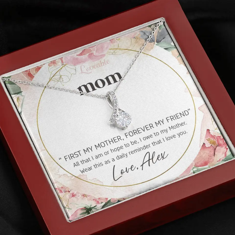 Mom First Mother Forever Friend Daily Reminder that I Love You Necklace for Mommy from Kid