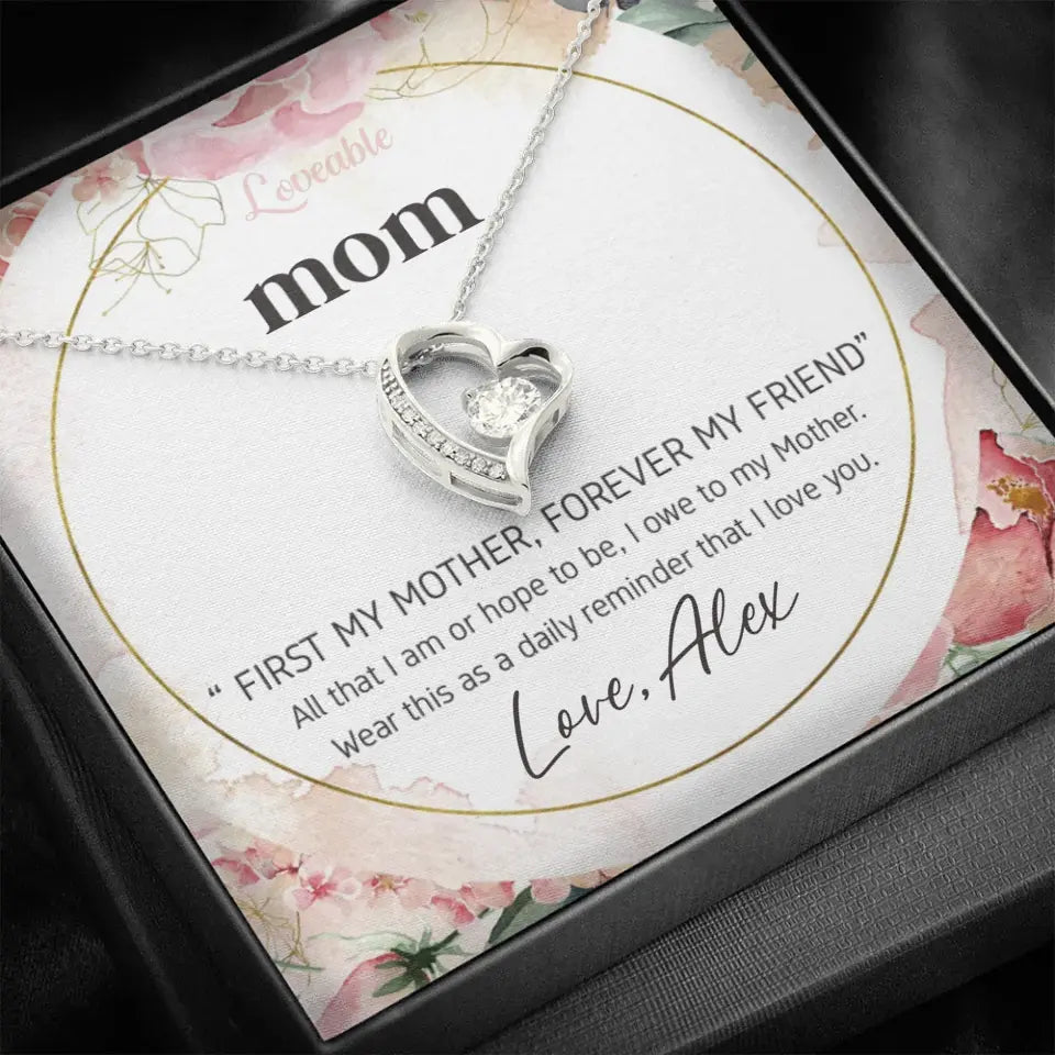 Mom First Mother Forever Friend Daily Reminder that I Love You Necklace for Mommy from Kid