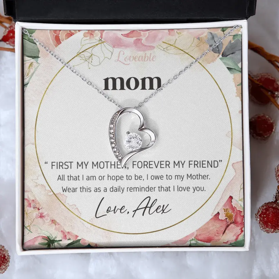 Mom First Mother Forever Friend Daily Reminder that I Love You Necklace for Mommy from Kid
