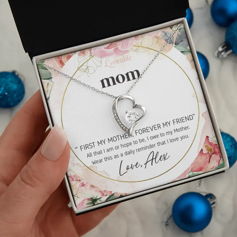Mom First Mother Forever Friend Daily Reminder that I Love You Necklace for Mommy from Kid