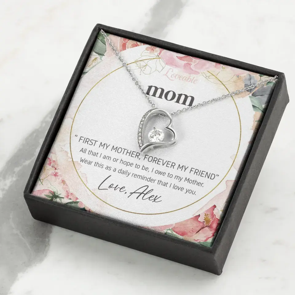 Mom First Mother Forever Friend Daily Reminder that I Love You Necklace for Mommy from Kid