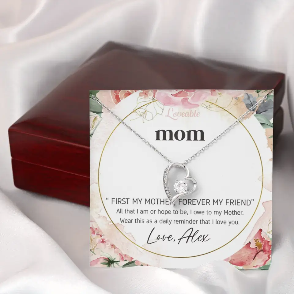 Mom First Mother Forever Friend Daily Reminder that I Love You Necklace for Mommy from Kid