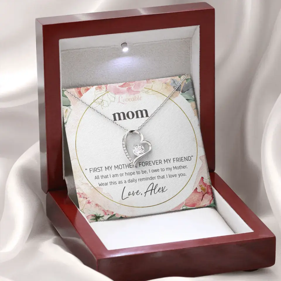 Mom First Mother Forever Friend Daily Reminder that I Love You Necklace for Mommy from Kid