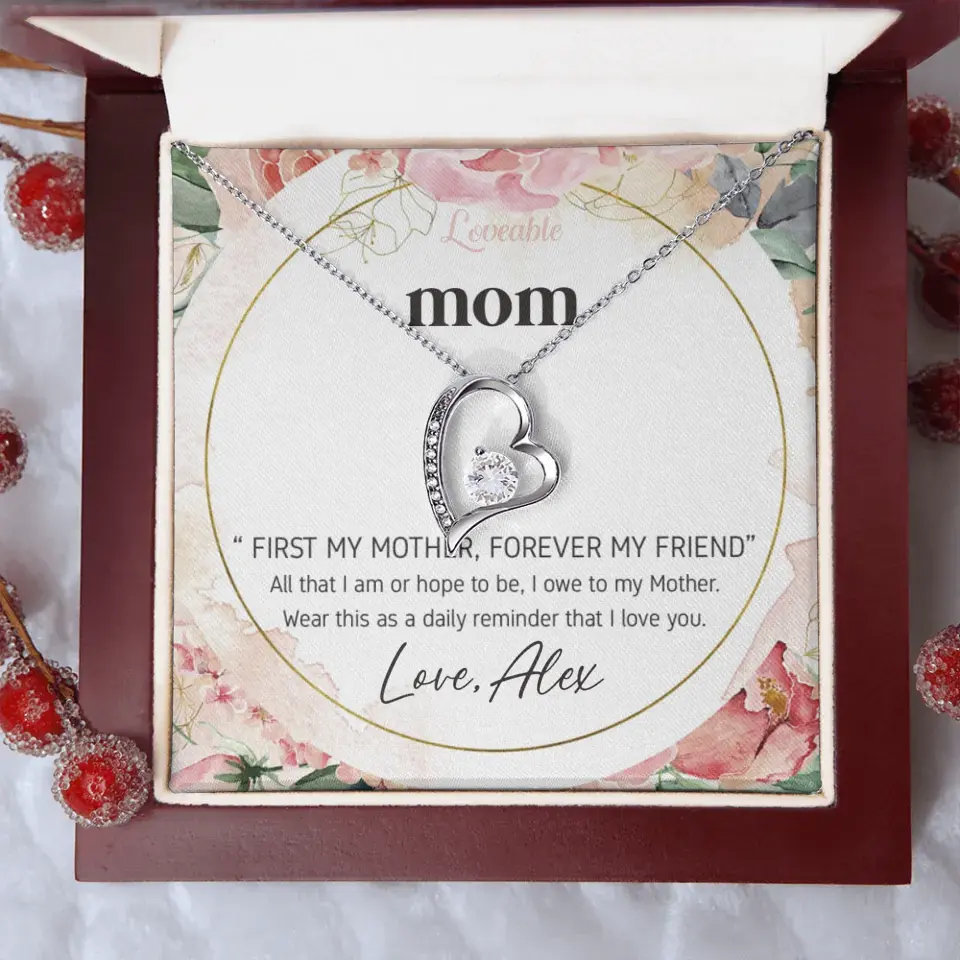 Mom First Mother Forever Friend Daily Reminder that I Love You Necklace for Mommy from Kid