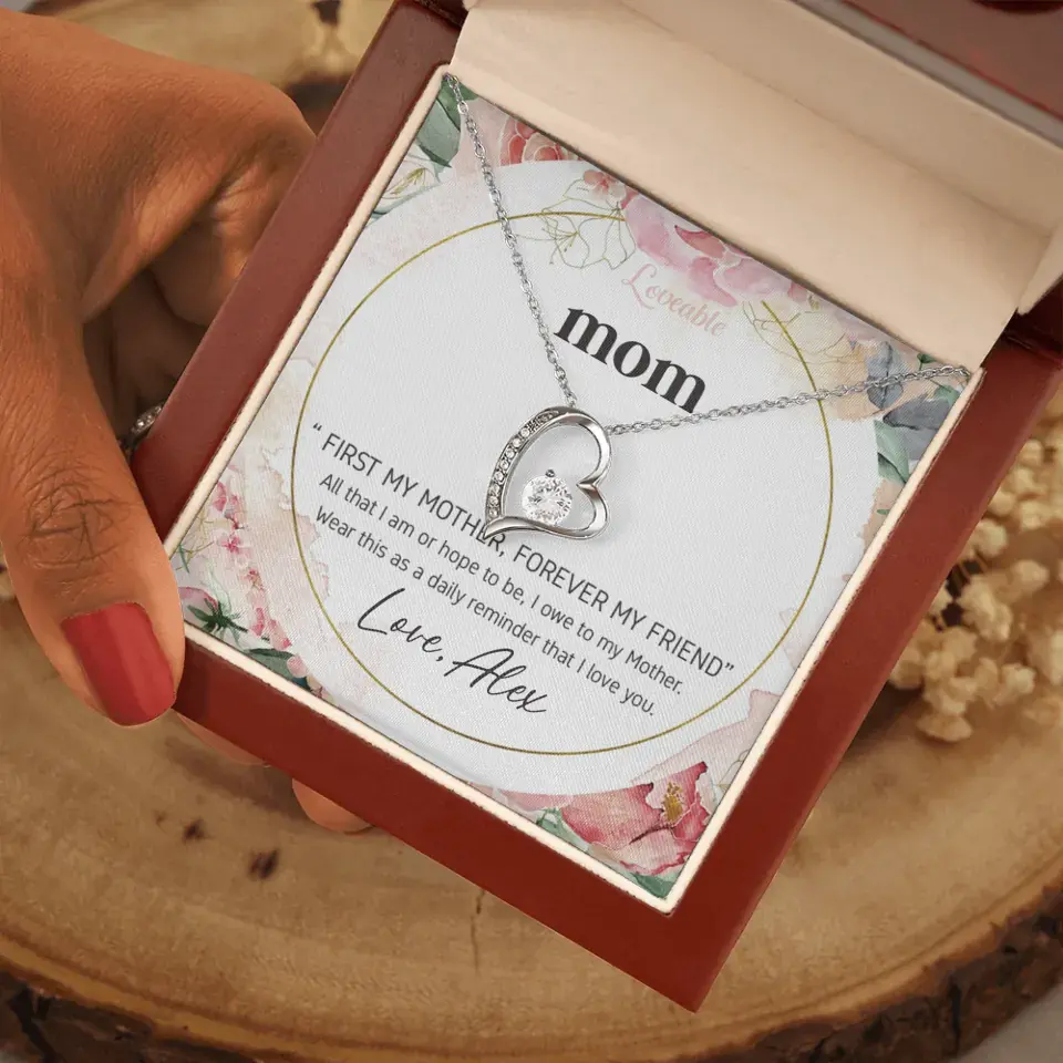 Mom First Mother Forever Friend Daily Reminder that I Love You Necklace for Mommy from Kid