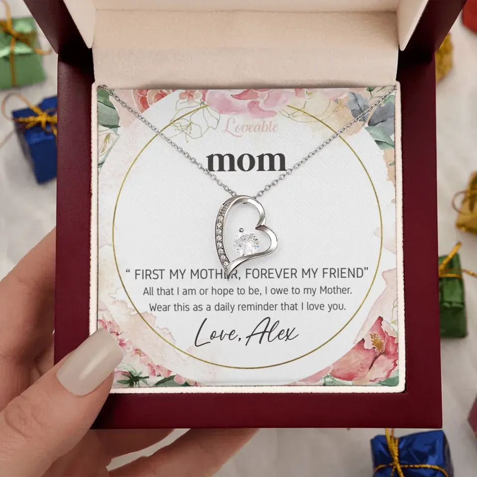 Mom First Mother Forever Friend Daily Reminder that I Love You Necklace for Mommy from Kid