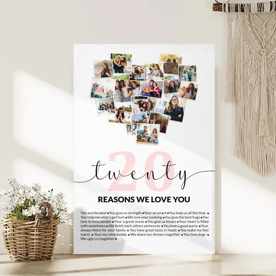 Twenty Reasons We Love You Upload Photo Canvas and Poster