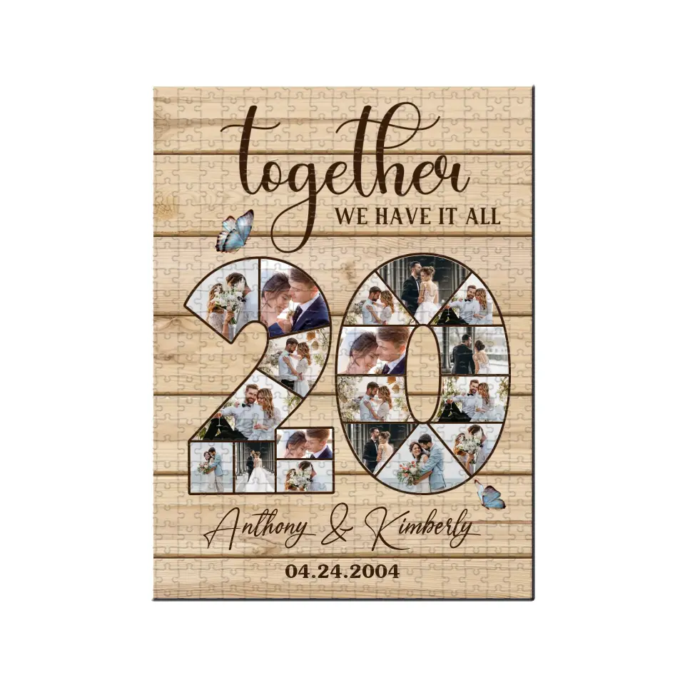20th Anniversary Gift 20 Years Wedding Sweet Couple Gift for Husband Wife Jigsaw Puzzle