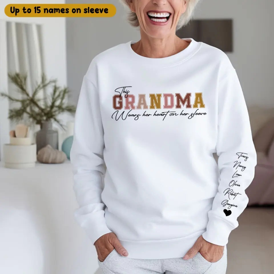 This Mama Wears Her Heart On Her Sleeve Personalized Sweatshirt