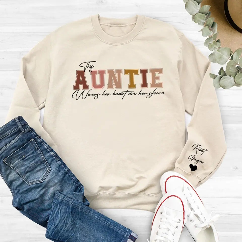 This Mama Wears Her Heart On Her Sleeve Personalized Sweatshirt