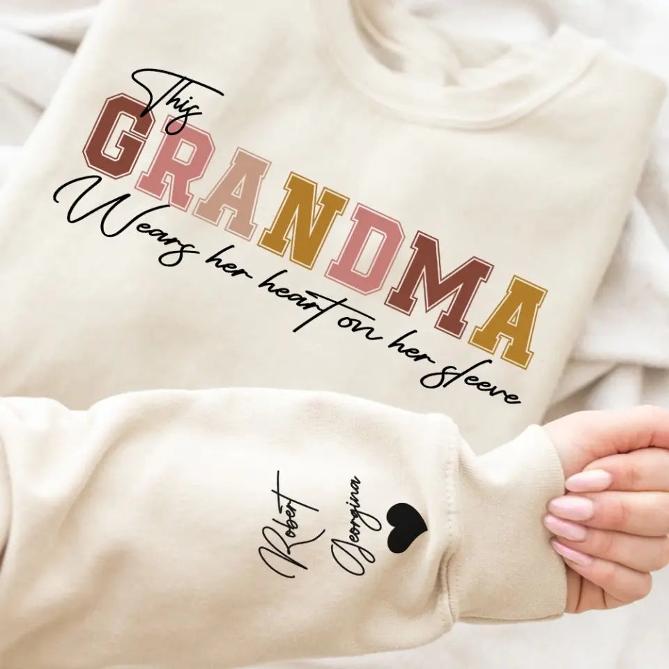 This Mama Wears Her Heart On Her Sleeve Personalized Sweatshirt