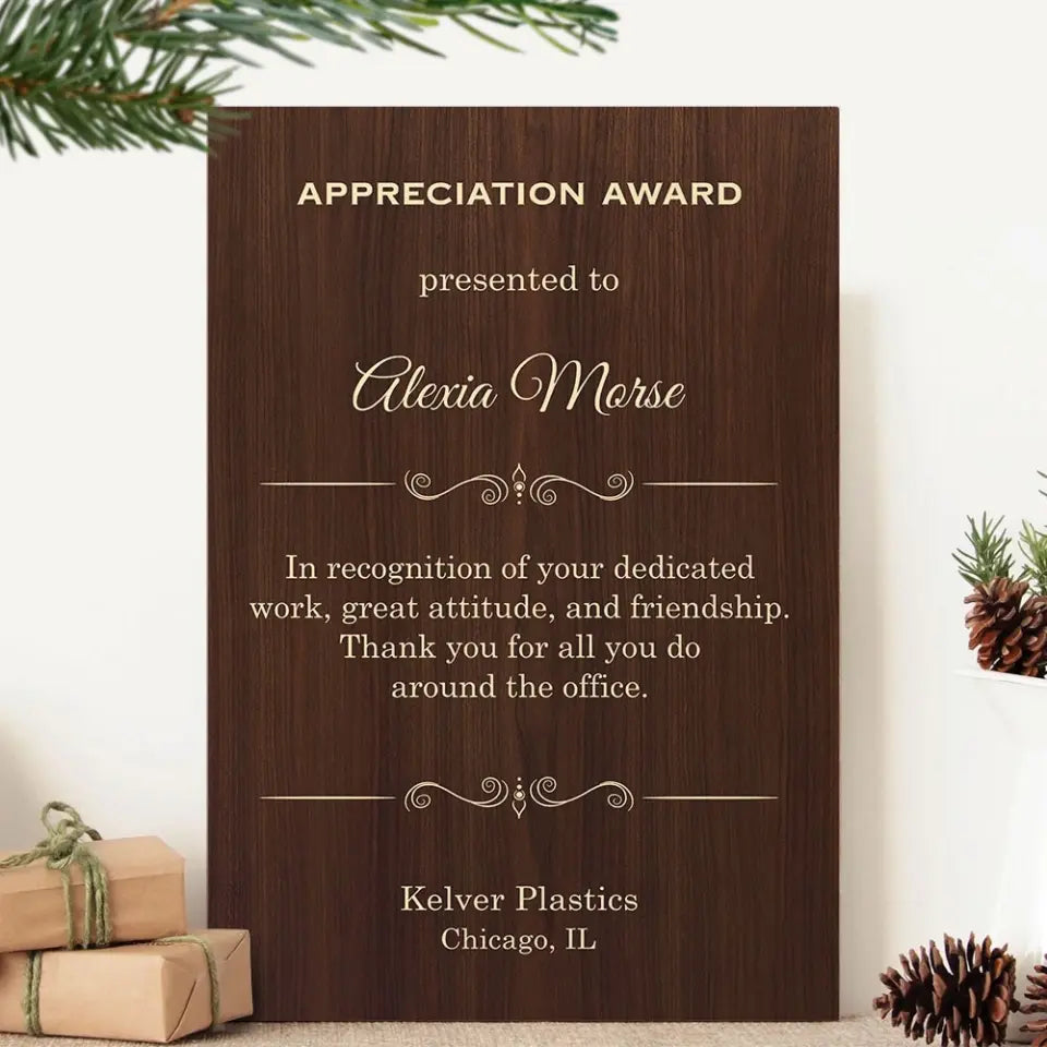 Appreciation Award Secretary Gift Personalized Canvas