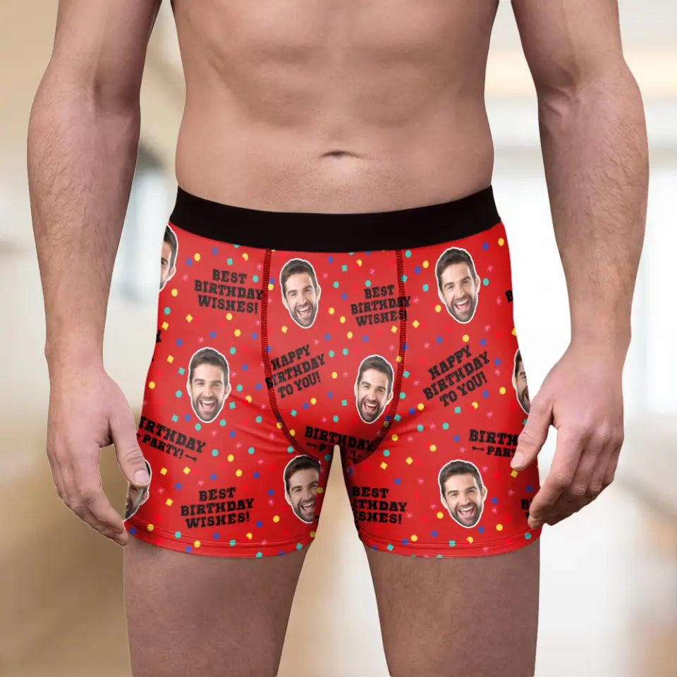 Best Birthday Wishes Men's Boxer Custom Face