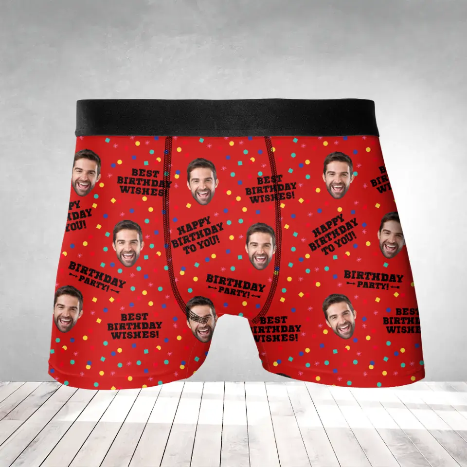 Best Birthday Wishes Men's Boxer Custom Face