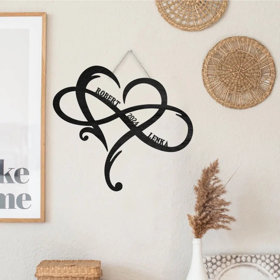 Anniversary Heart And Infinity Symbol - Housewarming Gifts - Custom Wooden Sign - Anniversary Gift For Couples