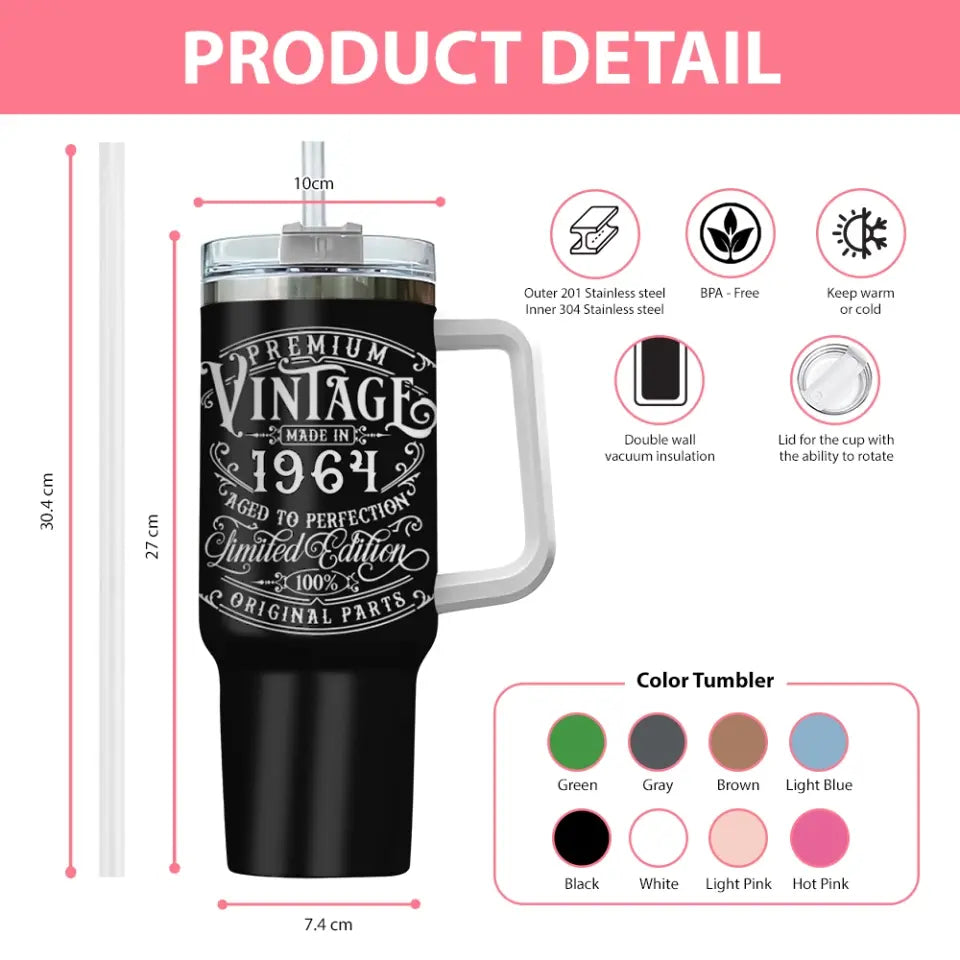 Premium Vintage Limited Edition Birthday 40oz Tumbler