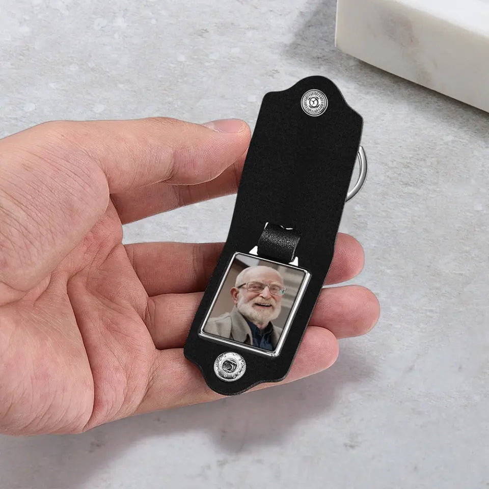 I Will Hold You In My Heart Personalized Leather Photo Keychain