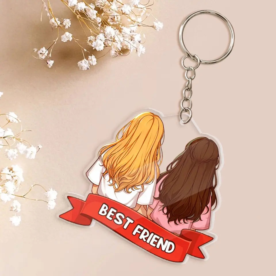 Best Friends Together Personalized Acrylic Keychain