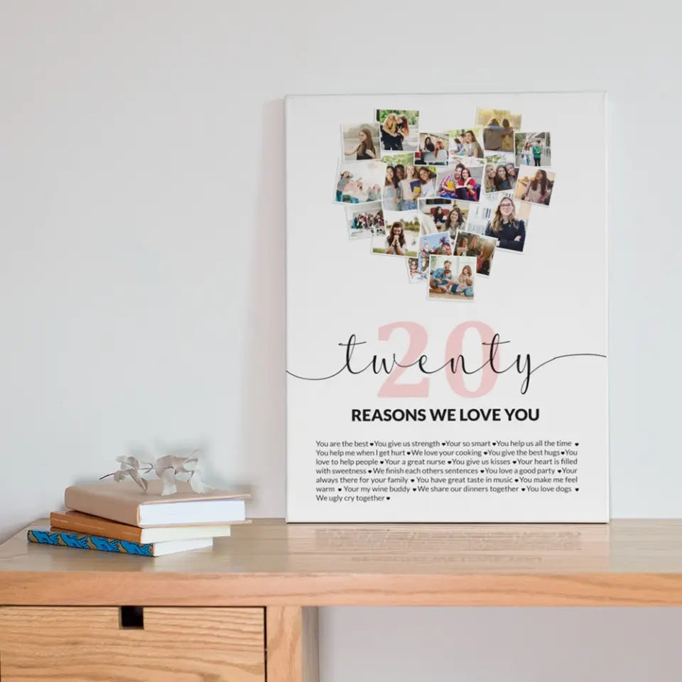 Twenty Reasons We Love You Upload Photo Canvas and Poster