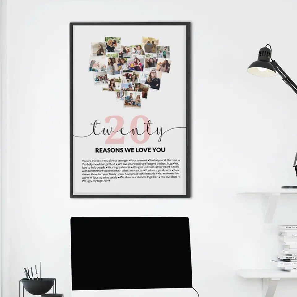 Twenty Reasons We Love You Upload Photo Canvas and Poster