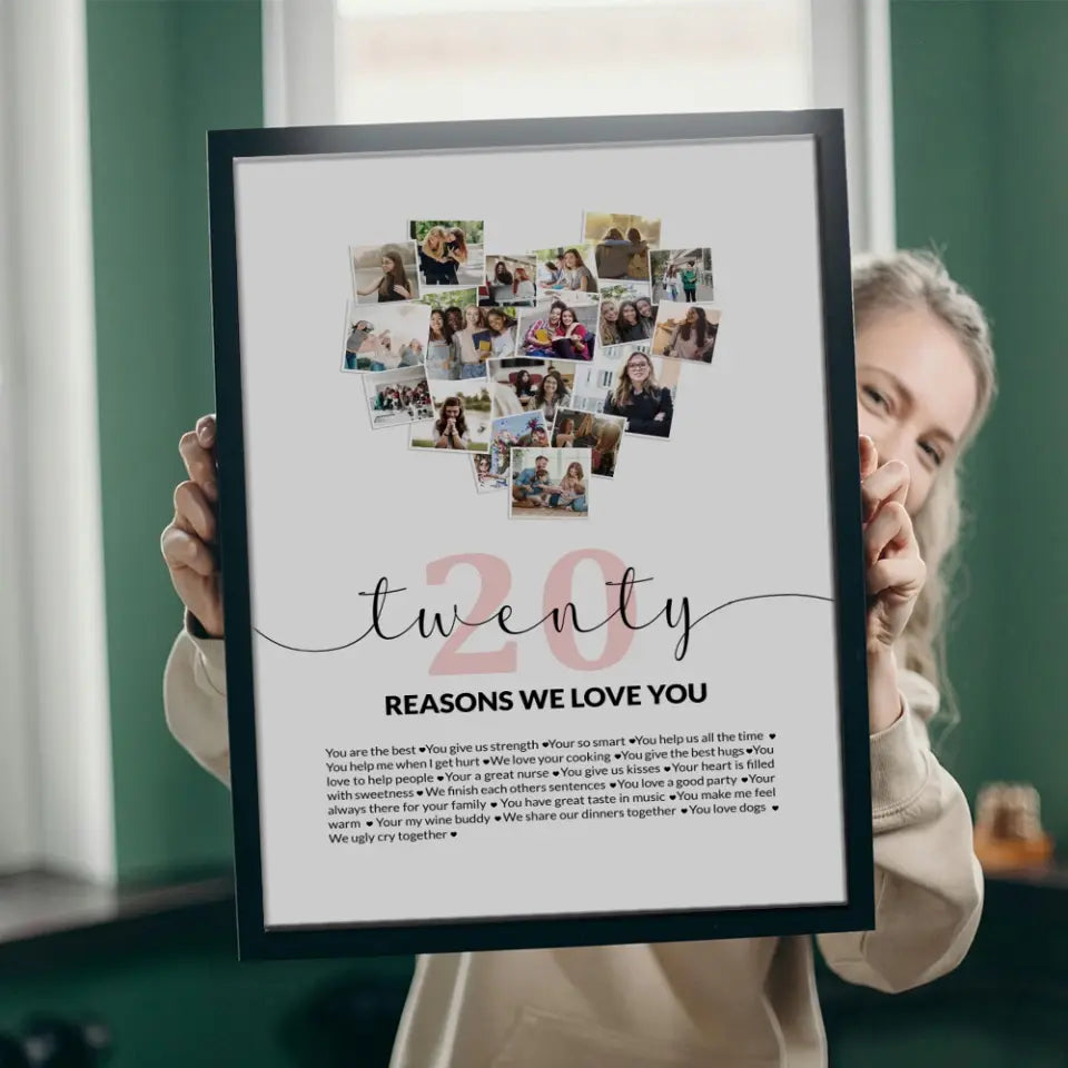Twenty Reasons We Love You Upload Photo Canvas and Poster