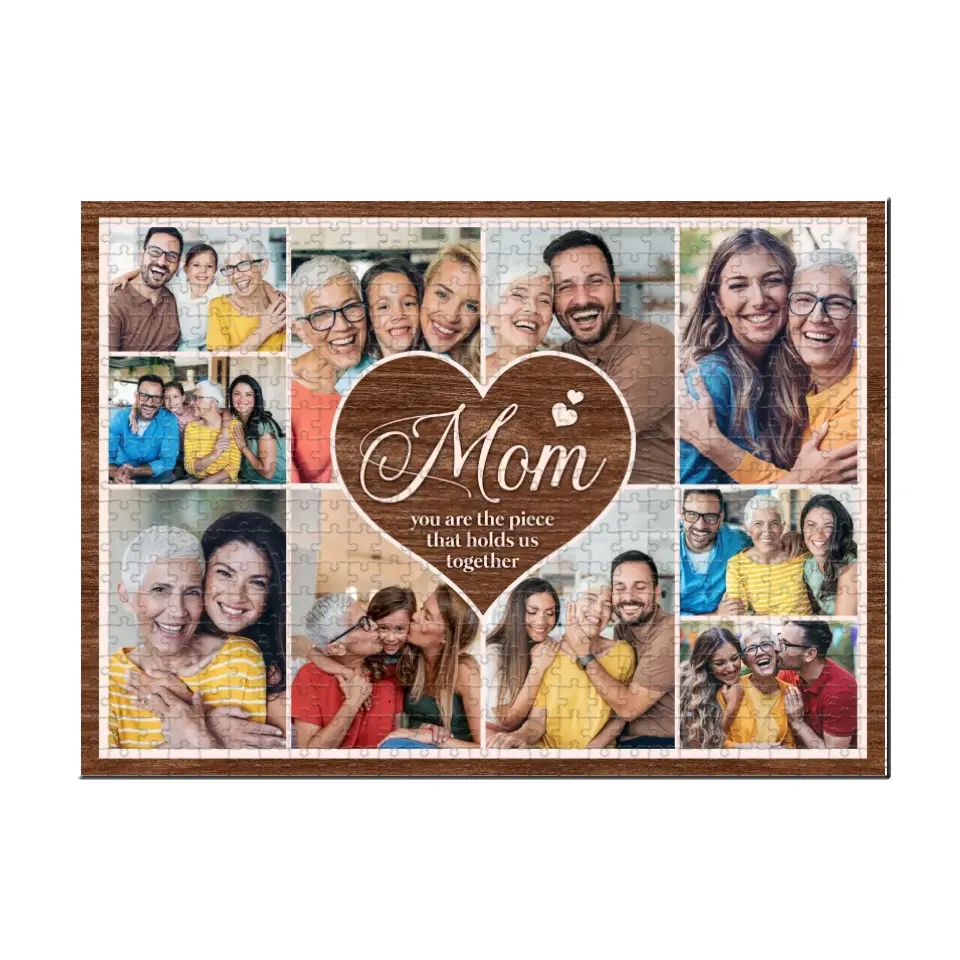 Mom Puzzle with Pictures - Holds Us Together - Custom Jigsaw Puzzles - Personalized Photo Puzzle - Birthday, Thanksgiving, Christmas Gifts for Mom