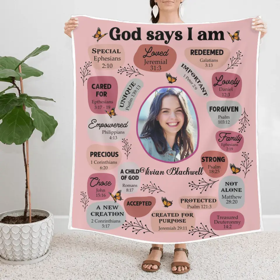 God Says I Am Personalized Fleece Blanket