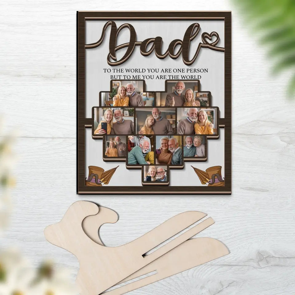 Mom Dad You Are The World Upload Photo Shape 2 Layer Wooden Sign