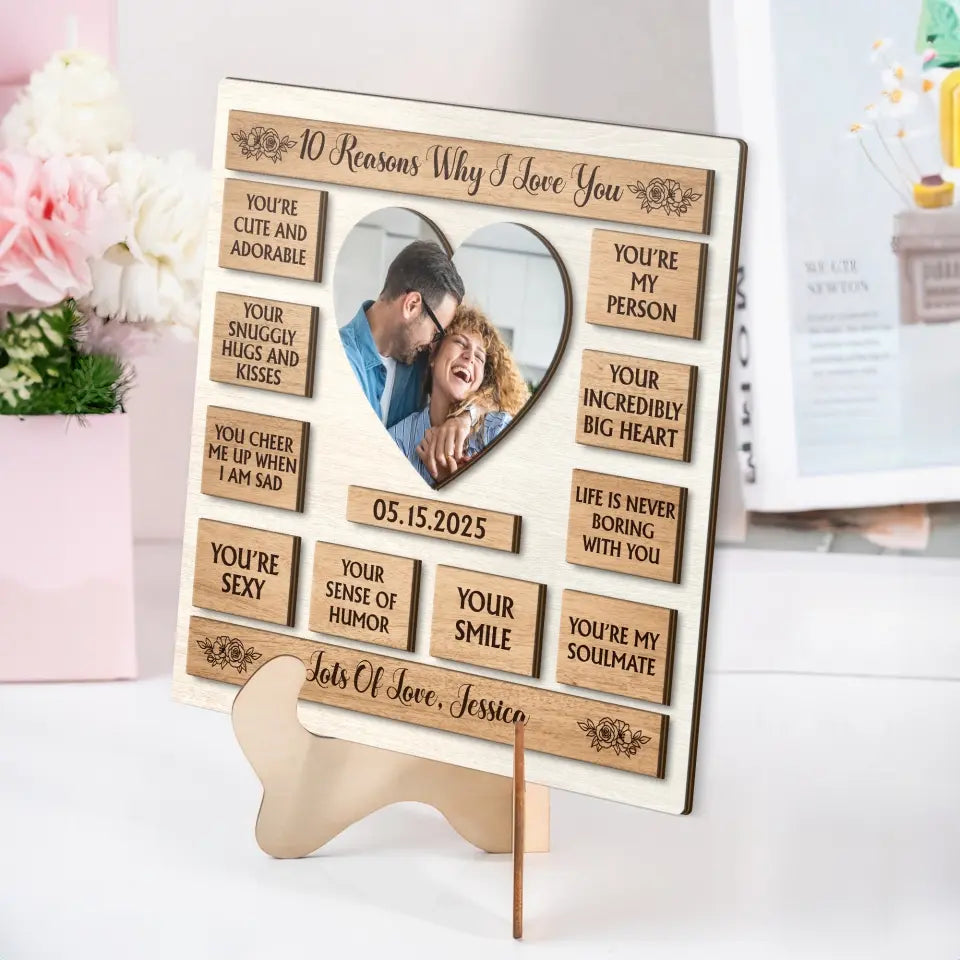 Couple Wooden Sign 10 Reasons Why I Love You - Shape 2 Layer Wooden Sign