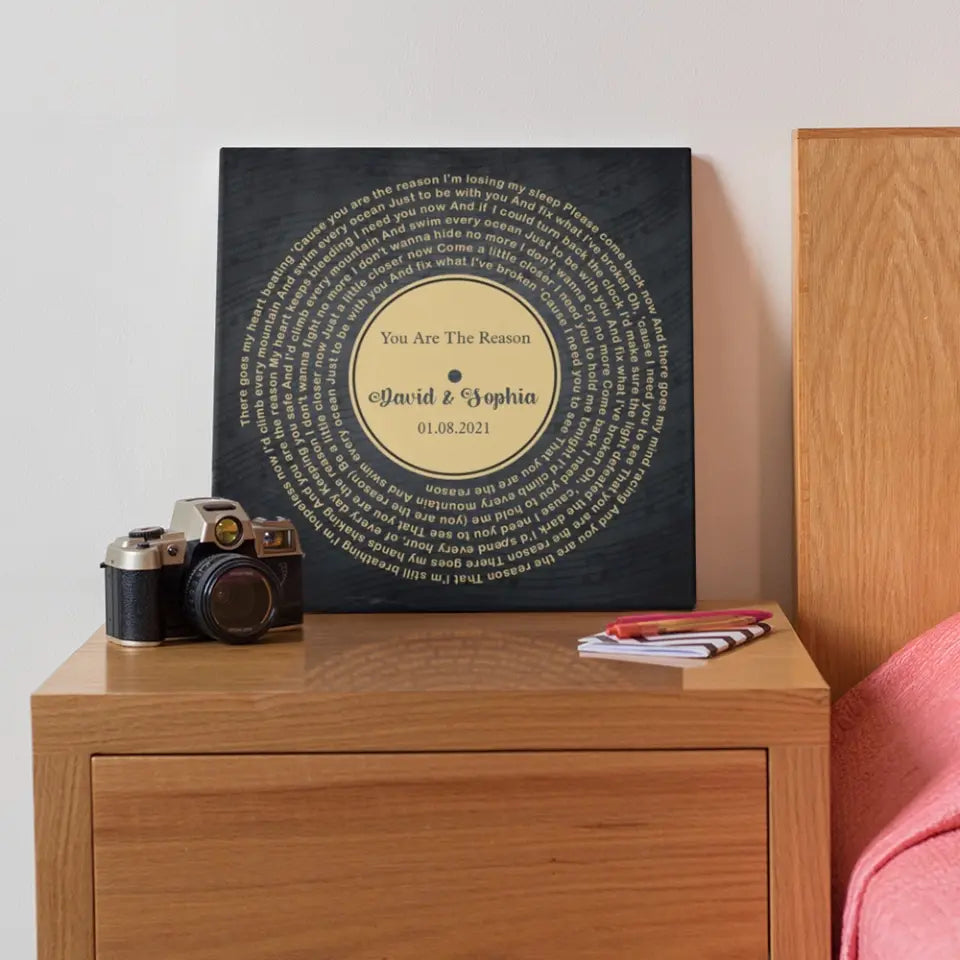 Personalized Valentine Gifts - Custom Vinyl Record - Personalized Song Lyrics - Wall Art, Canvas/Poster - Wedding, Anniversary Gift For Couples