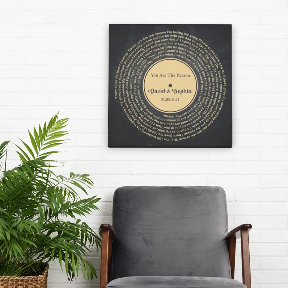 Personalized Valentine Gifts - Custom Vinyl Record - Personalized Song Lyrics - Wall Art, Canvas/Poster - Wedding, Anniversary Gift For Couples