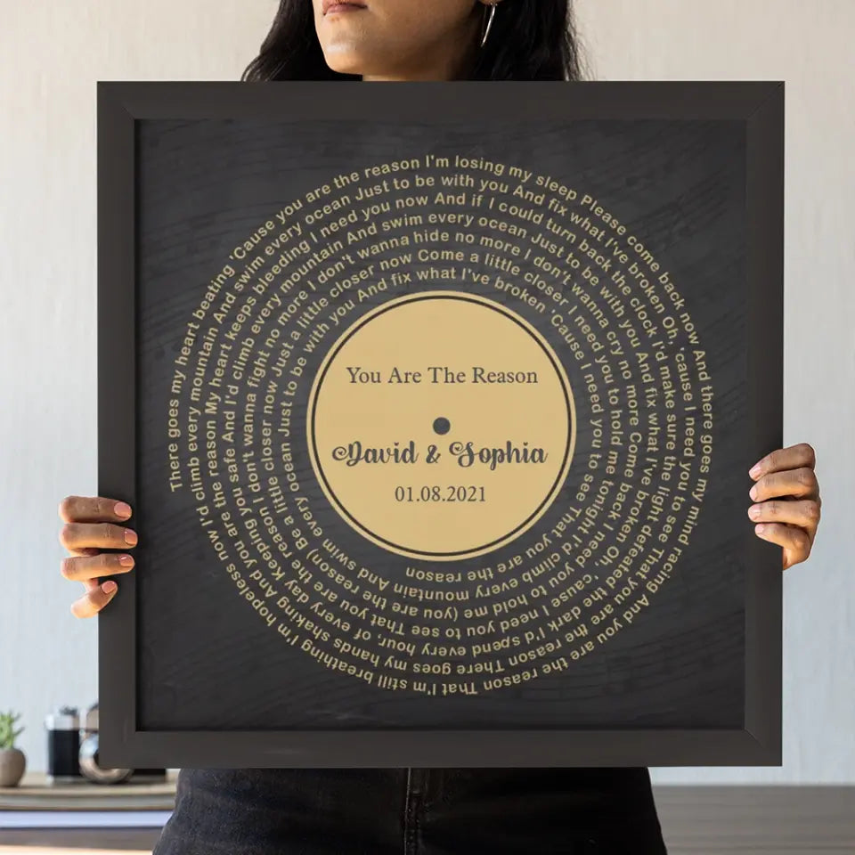 Personalized Valentine Gifts - Custom Vinyl Record - Personalized Song Lyrics - Wall Art, Canvas/Poster - Wedding, Anniversary Gift For Couples