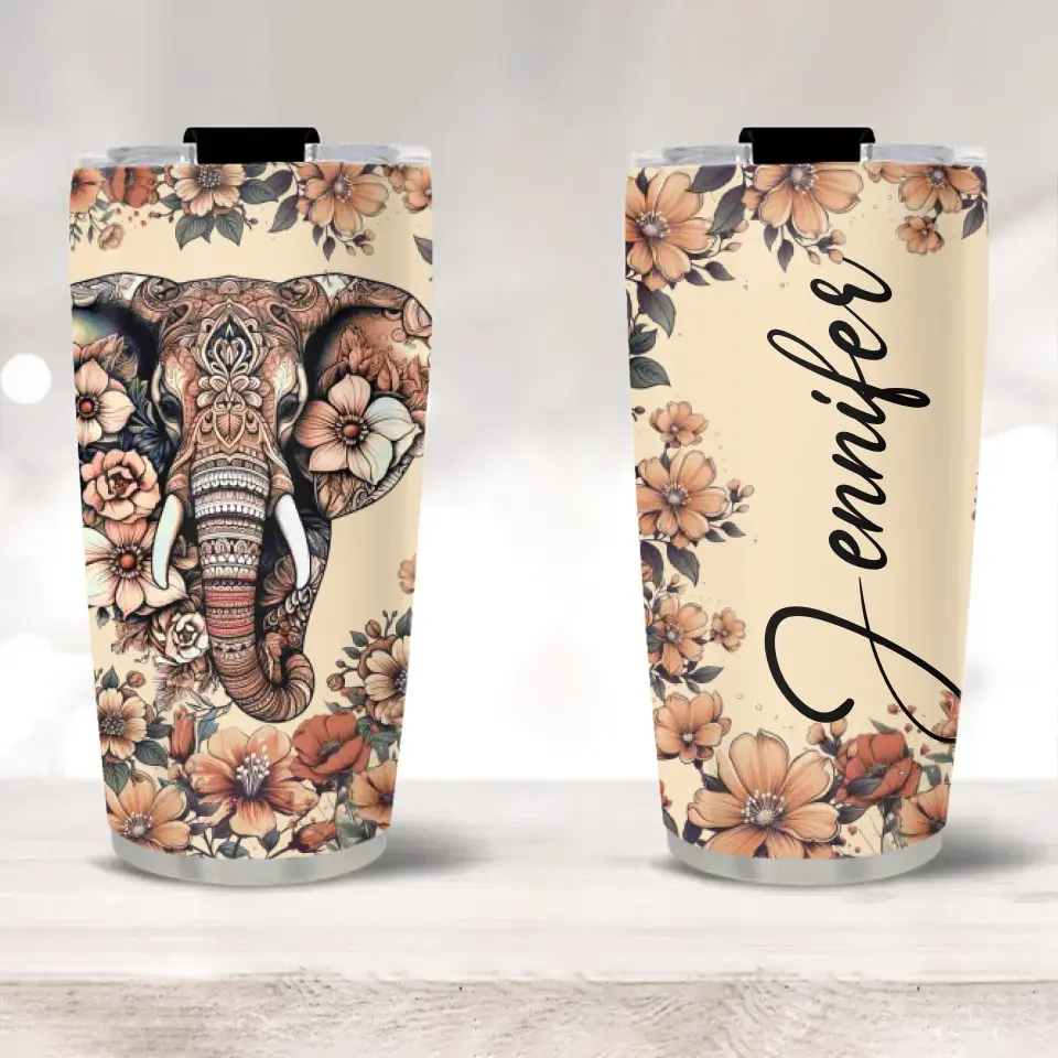 Blossom Elephant - Personalized Tumbler