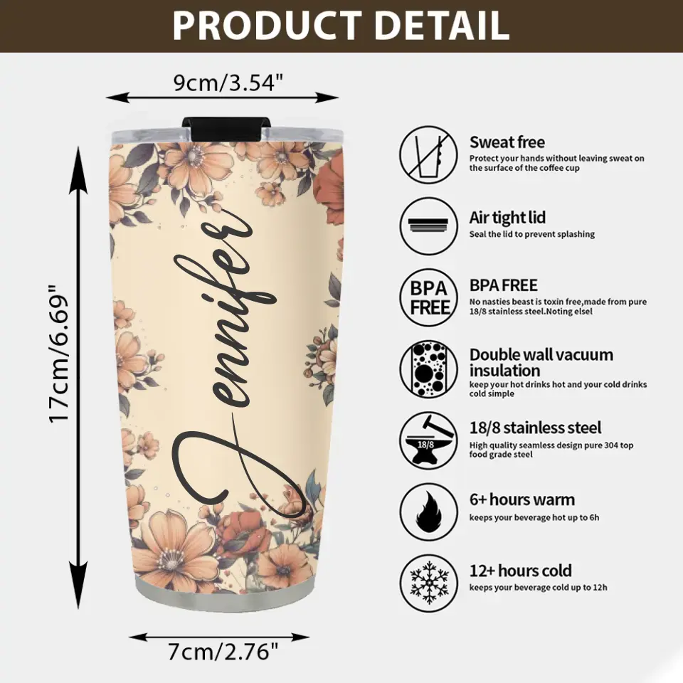 Blossom Elephant - Personalized Tumbler