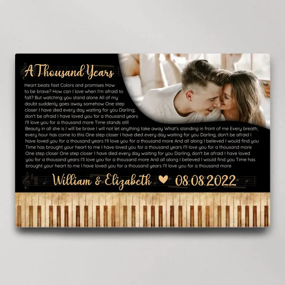 Piano Art Favorite Song Lyrics Custom Canvas Poster Anniversary Gift For Couples