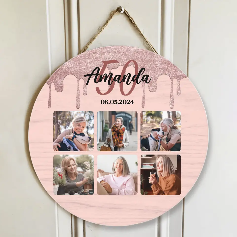 Happy Birthday Hot Pink Customized Round Wooden Sign