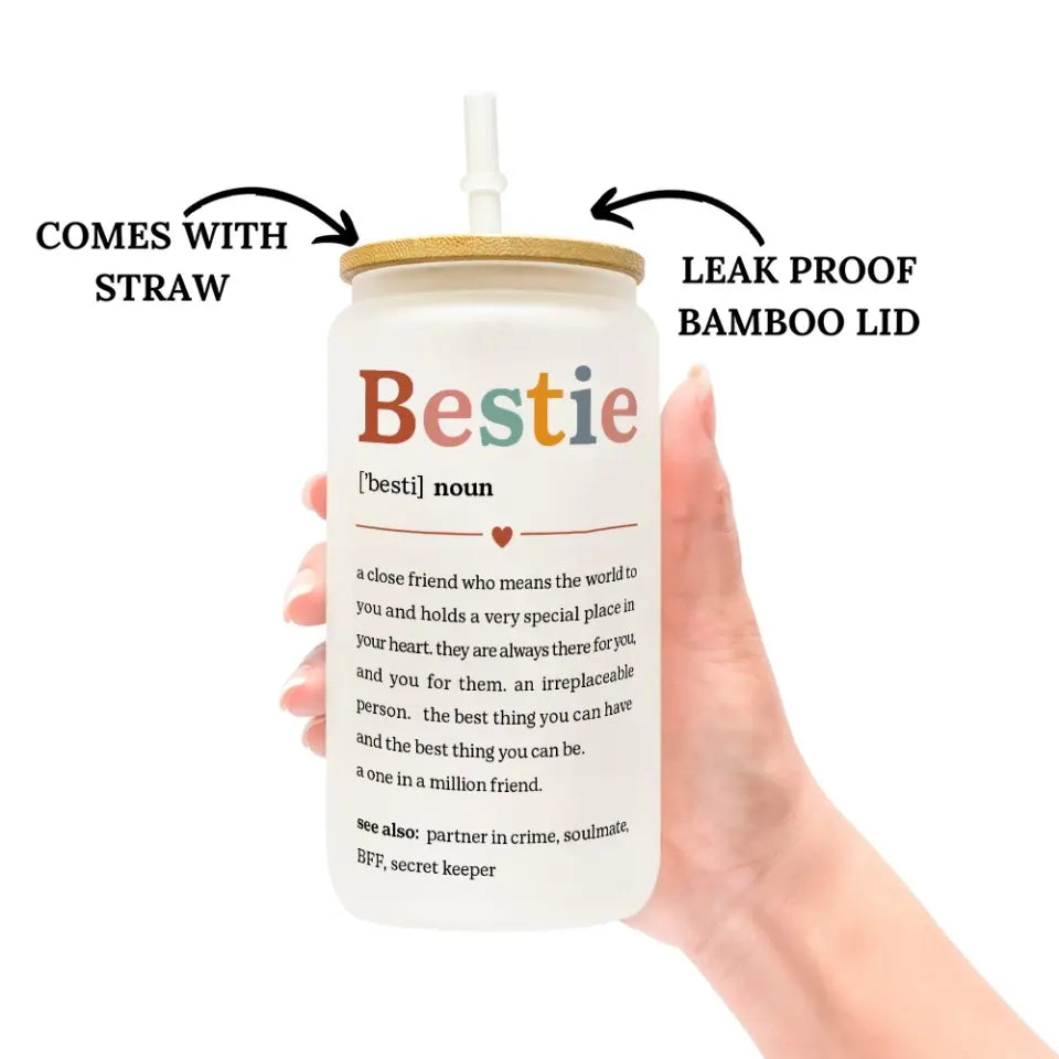 Bestie Nutrition Facts Female Friends Personalized Glass Can